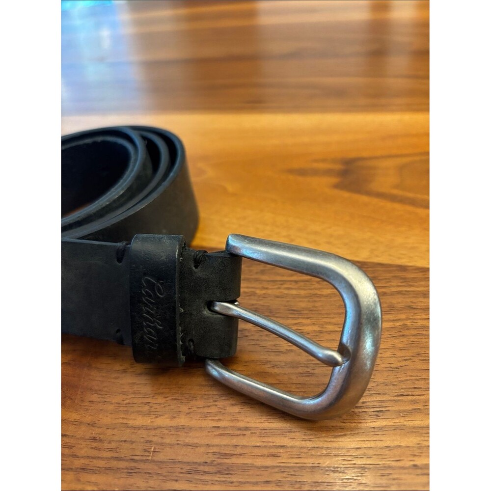 Carhartt Black Cowhide Leather Belt Silver Tone Buckle Size XL 40”